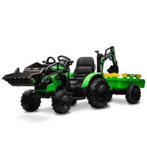 Garvee 3-in-1 24V Ride-On Tractor Excavator & Bulldozer – Bright-Green