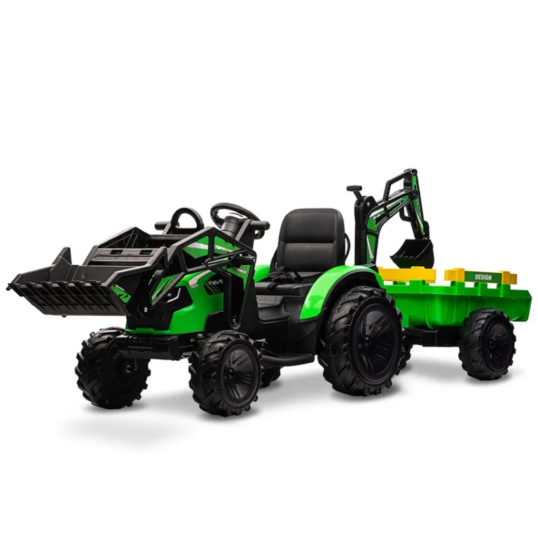 Garvee 3-in-1 24V Ride-On Tractor Excavator & Bulldozer – Bright-Green