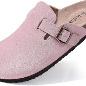 KIDMI Genuine Suede Clogs for Women with Cork Footbed and Arch Support
