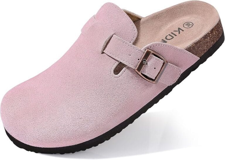 KIDMI Genuine Suede Clogs for Women with Cork Footbed and Arch Support